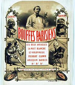 Plakat des Theaters Bouffes Parisiens von Jacques Offenbach, Foto: Kölner Offenbach Gesellschaft