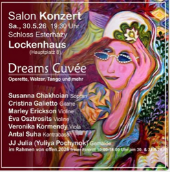 Salonkonzert in Schloss Esterházy Lockenhaus und Ausstellung Dreams Cuvée von JJ Julia (Yulia Pochynok). Foto: HPGJJ Julia