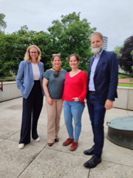 (v.l.n.r.): Nadine Steinkamp (Sparkasse Essen), Merja Dworczak (Education TUP), Katharina Blanke (Aalto Theater), Fritz Frömming (Geschäftsführer TUP), Foto: TUP